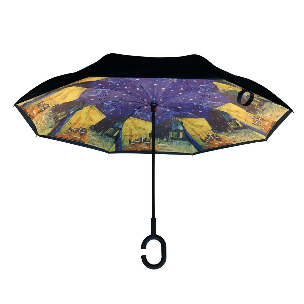 Topsy Turvy Designer Umbrellas - Drip Free Windproof - Van Gogh's Cafe Terrace - Senior.com Umbrellas